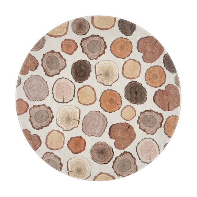 Tree Rings Forest Doodle Pattern Cutting Board (Front)