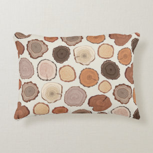 Tree Rings Forest Doodle Pattern Decorative Cushion
