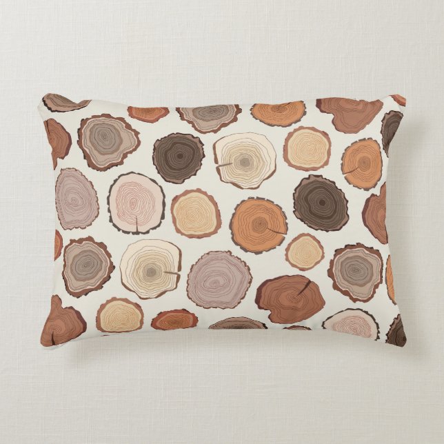 Tree Rings Forest Doodle Pattern Decorative Cushion (Front)
