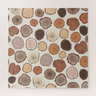 Tree Rings Forest Doodle Pattern Jigsaw Puzzle