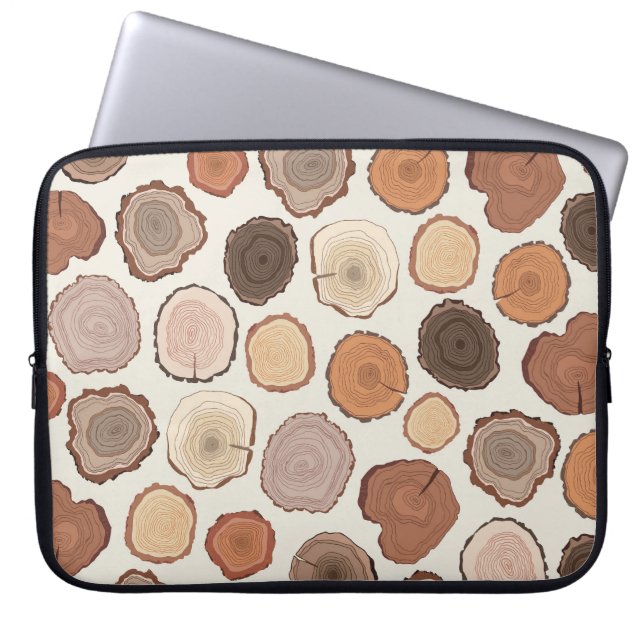Tree Rings Forest Doodle Pattern Laptop Sleeve (Front)
