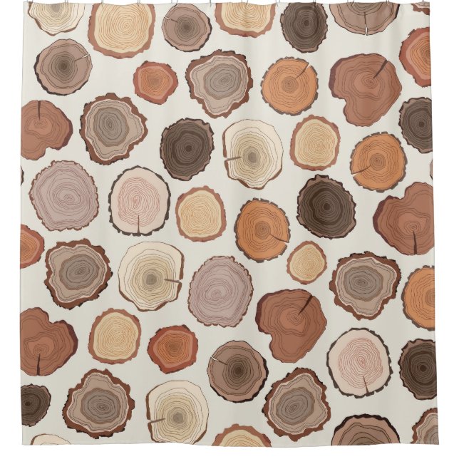 Tree Rings Forest Doodle Pattern Shower Curtain (Front)