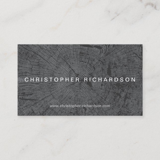 TREE RINGS in DK GRAY Modern Business Card (Front)