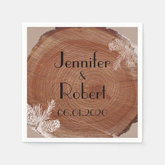 Tree Rings Rustic Country Wedding Napkin (Front)