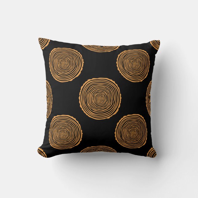 Tree Rings Seamless Pattern. Saw cut tree trunk ba Cushion (Front)