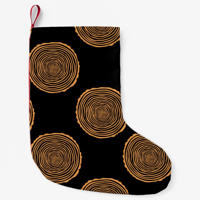 Tree Rings Seamless Pattern. Saw cut tree trunk ba Small Christmas Stocking (Front)