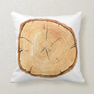 Tree rings. Watercolor illustration. hand drawn ab Cushion