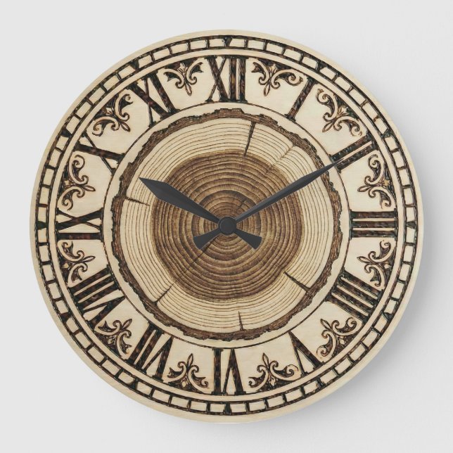 Tree Rings Wooden Wall Clock  (Front)