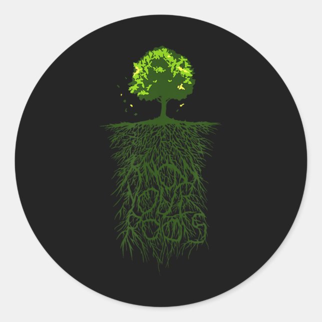 Tree Root Know Your Origin Nature Environmental Classic Round Sticker (Front)