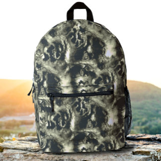 Tree Root Wood Texture Black and Grey Camo Printed Backpack