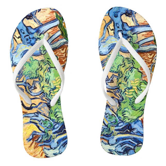 Tree Roots (1890) Van Gogh botanical art unisex Flip Flops (Footbed)