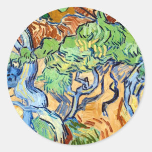 Tree Roots (1890) Vincent Van Gogh botanical Art Classic Round Sticker