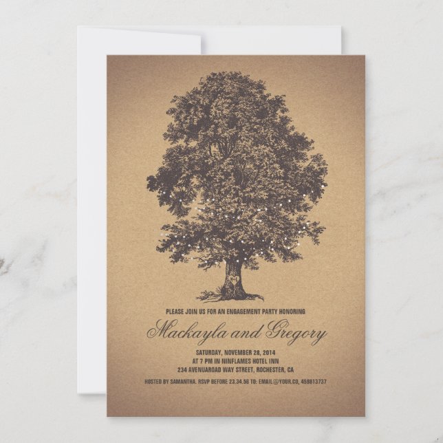 Tree Rustic Vintage Engagement Party Invitation (Front)