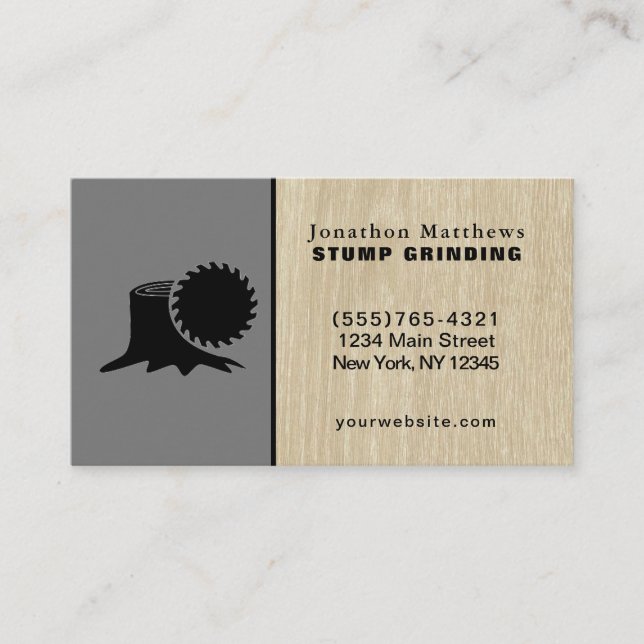 Tree Saw Stump Grinding Removal Business Card (Front)