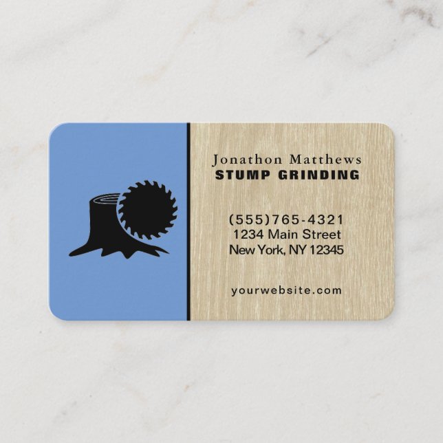 Tree Saw Stump Grinding Removal Business Card (Front)