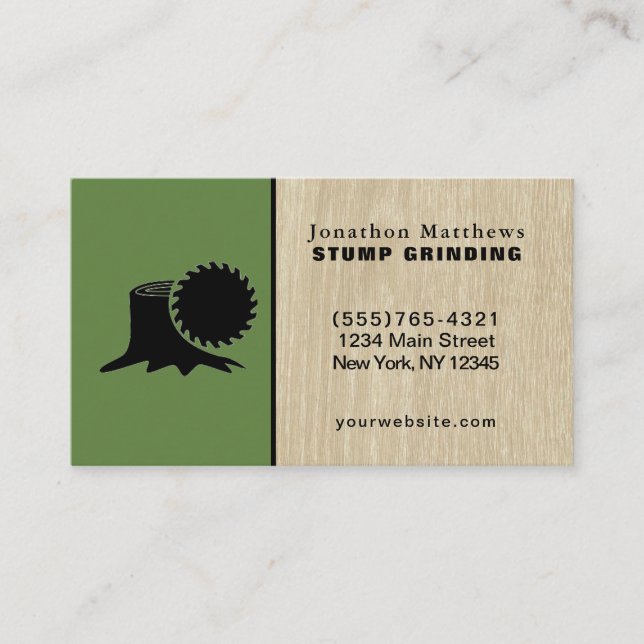 Tree Saw Stump Grinding Removal Business Card (Front)