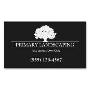 Tree Service and Lawn Care Landscaper Black Magnetic Business Card