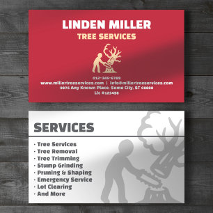 Tree Service Arborist Professional Red Business Card