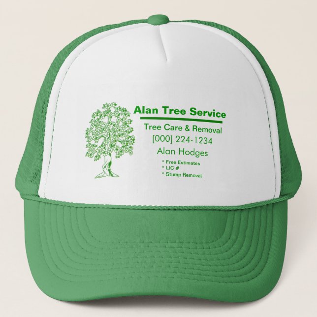 Tree Service Business Card Trucker Hat (Front)