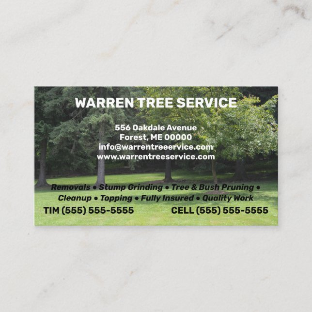 Tree Service Company  Business Card (Front)