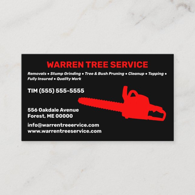 Tree Service Company  Business Card (Front)