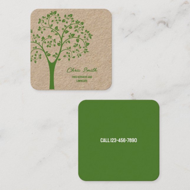 Tree Service Square Business Card (Front/Back)