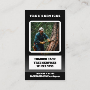 *~* Tree Services Lumber Jack  Man QR Forest Business Card