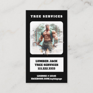 *~* Tree Services Lumber Jack Tree Man QR  Business Card