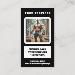 *~* Tree Services Muscular Lumber Jack Tree QR  Business Card