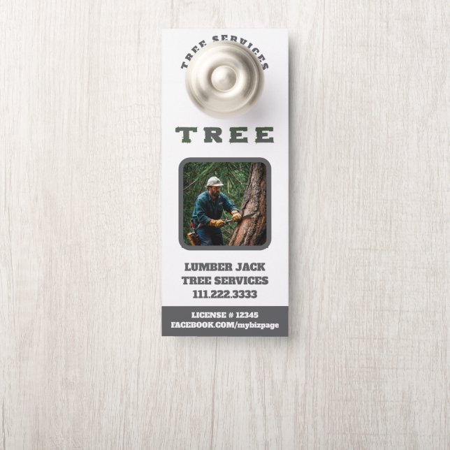 *~* Tree ServicesLumber Jack QR Door Door Hanger (On Knob)