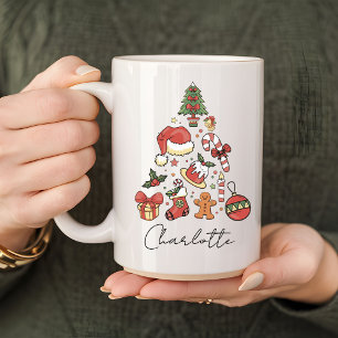 Tree-shaped Christmas mug, Custom Christmas mug