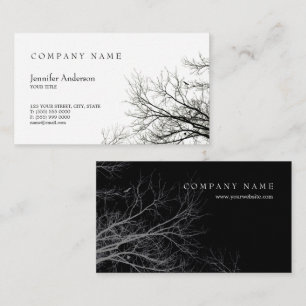 Tree Silhouette Creative Black White business card
