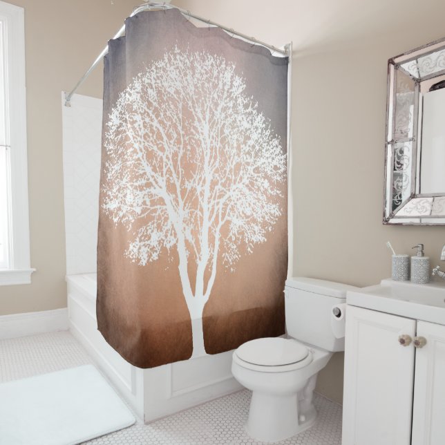 Tree silhouette Design 204 Shower Curtain (In Situ)