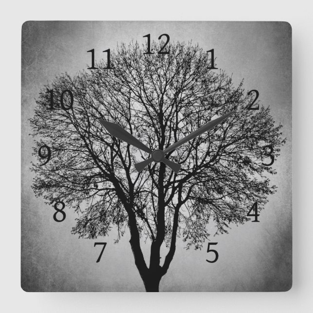 Tree Silhouette Design 206 Square Wall Clock (Front)