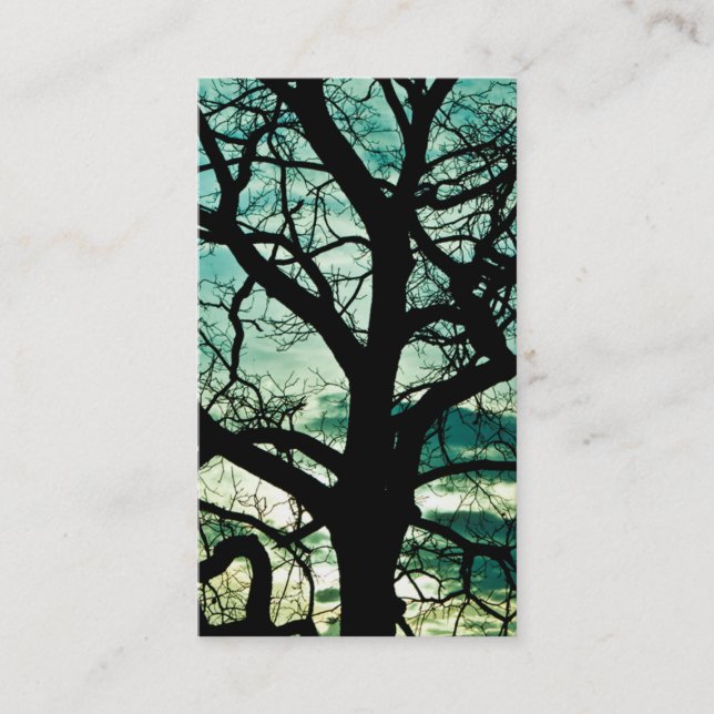 Tree Silhouette - How Jealous Be the Moon? Business Card (Front)