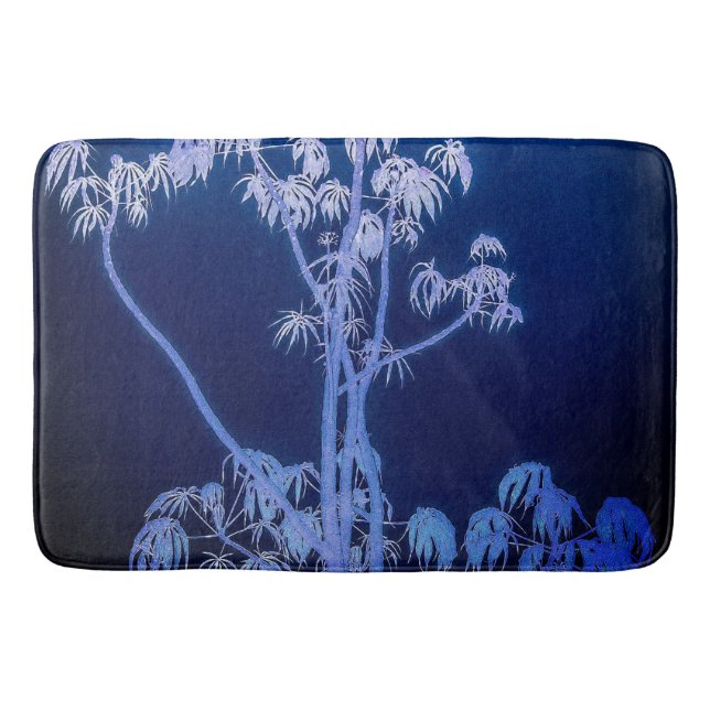 Tree Silhouette In Royal Blues Bath Mat (Front)