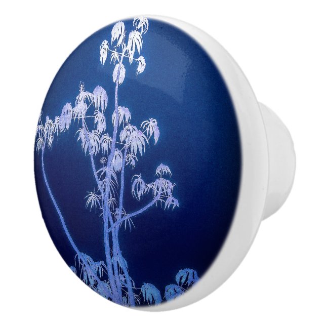 Tree Silhouette In Royal Blues Ceramic Pull (Right)