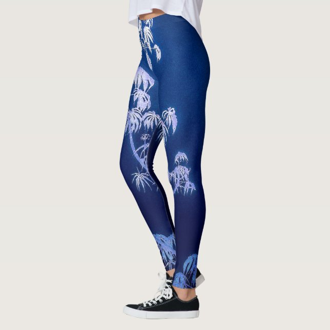 Tree Silhouette In Royal Blues Leggings (Left)