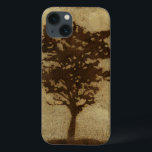 Tree Silhouette on Bronze Background iPhone 13 Case<br><div class="desc">A bronze background serves as the scene for this silhouette of a tree with branches swaying in the breeze. You almost feel as if you could rest your back against this tree,  sit on the ground and take a long nap.</div>