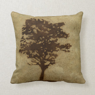 Tree Silhouette on Bronze Background Cushion