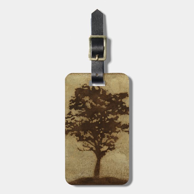 Tree Silhouette on Bronze Background Luggage Tag (Front Vertical)