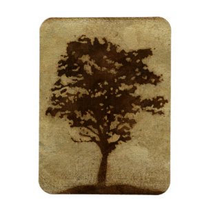 Tree Silhouette on Bronze Background Magnet
