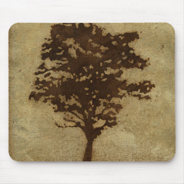 Tree Silhouette on Bronze Background Mouse Mat (Front)