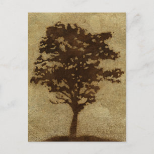 Tree Silhouette on Bronze Background Postcard