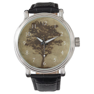 Tree Silhouette on Bronze Background Watch