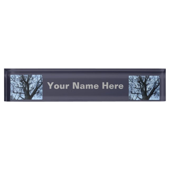 Tree Silhouette Photograph Desk Nameplate (Front)