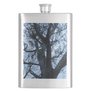 Tree Silhouette Photograph Flask