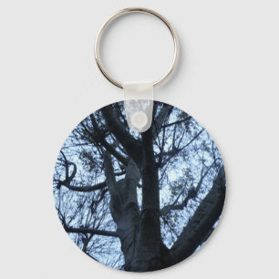 Tree Silhouette Photograph Keychain