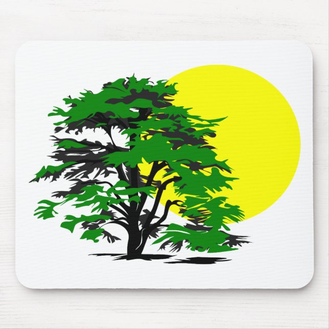 Tree Silhouette Setting Sun Mouse Mat (Front)