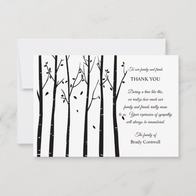 Tree Silhouette Sympathy Thank You Card (Front)